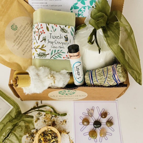 gift baskets Calgary gift shop Calgary gift baskets corporate gifts swag handmade gifts natural apothecary products self-care kit for stress relief and anxiety relief gifts and also grief gifts for mental health that can be personalized gift boxes.