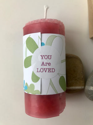 This handmade beeswax candle is created by Stresscase to inspire you to love yourself and to take time to remind yourself that you are worthy of love.  Canadian beeswax from British Columbia.